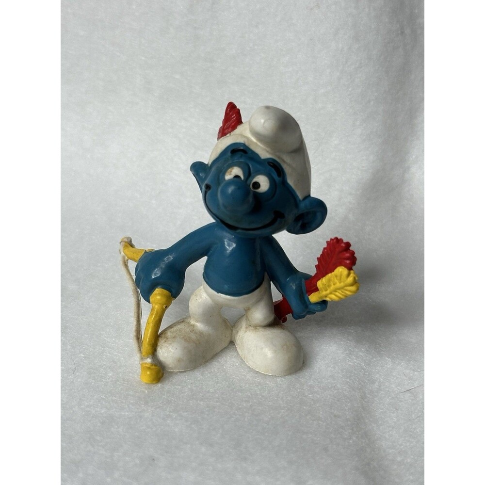 VTG Archer Smurf 20102 Figurine PVC Intact Bow String Peyo West Bully Germany 1